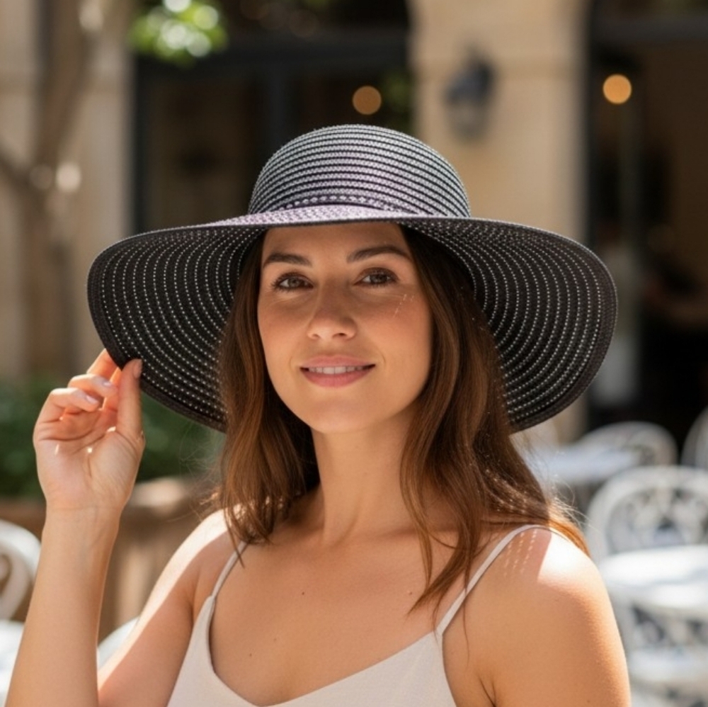 Sun Hat -  Black and White